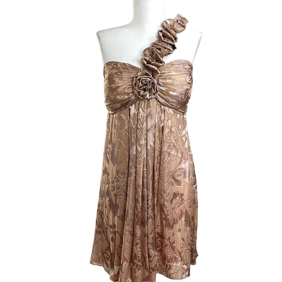 Betsy & Adam Y2K Gold Babydoll Mini Dress 10 Ruffled Fairycore New Years Party - Picture 4 of 13